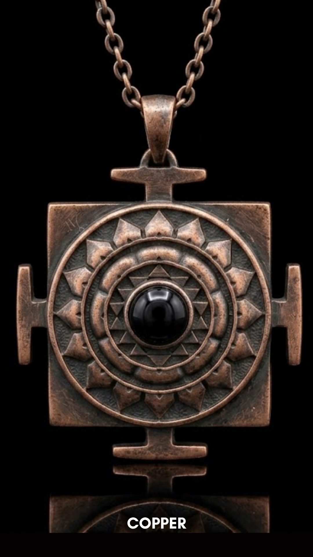 Collar Cuadrado Shiva Yantra | Símbolo de Transformación | Hecho a mano en Plata de Ley 925, Chapado en Oro de 24k, Cobre, Bronce