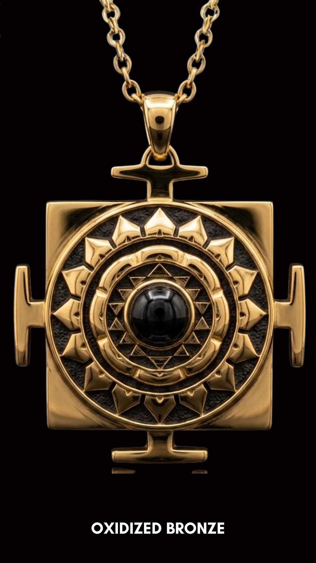 Collar Cuadrado Shiva Yantra | Símbolo de Transformación | Hecho a mano en Plata de Ley 925, Chapado en Oro de 24k, Cobre, Bronce