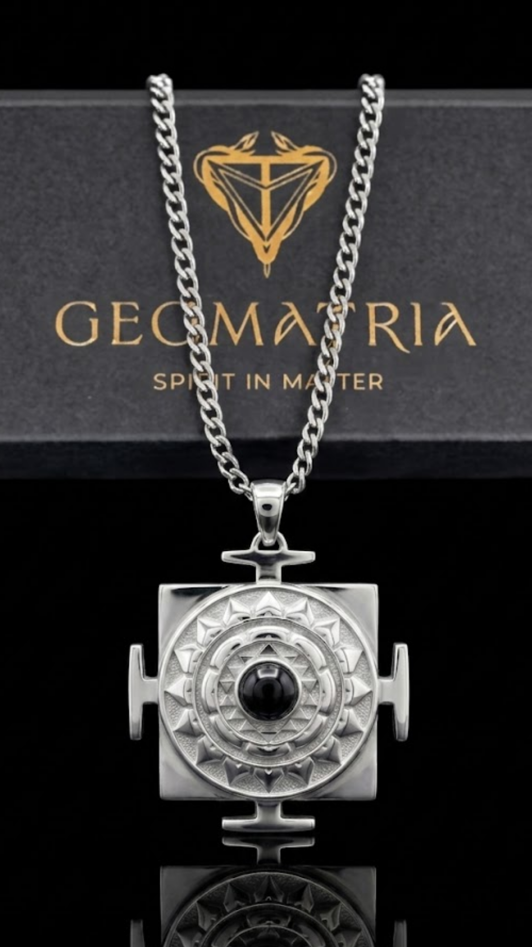 Collar Cuadrado Shiva Yantra | Símbolo de Transformación | Hecho a mano en Plata de Ley 925, Chapado en Oro de 24k, Cobre, Bronce