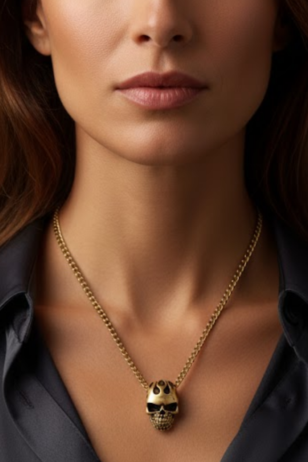 Flaming Skull Necklace – Handmade in Bronze | Limited Edition