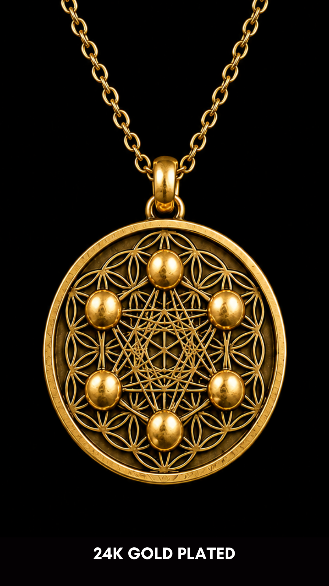 Collar Metatrón | Geometría Sagrada Hecha a Mano | Símbolo de Protección Divina y Expansión Espiritual | Plata de Ley 925, Bañado en Oro de 24K