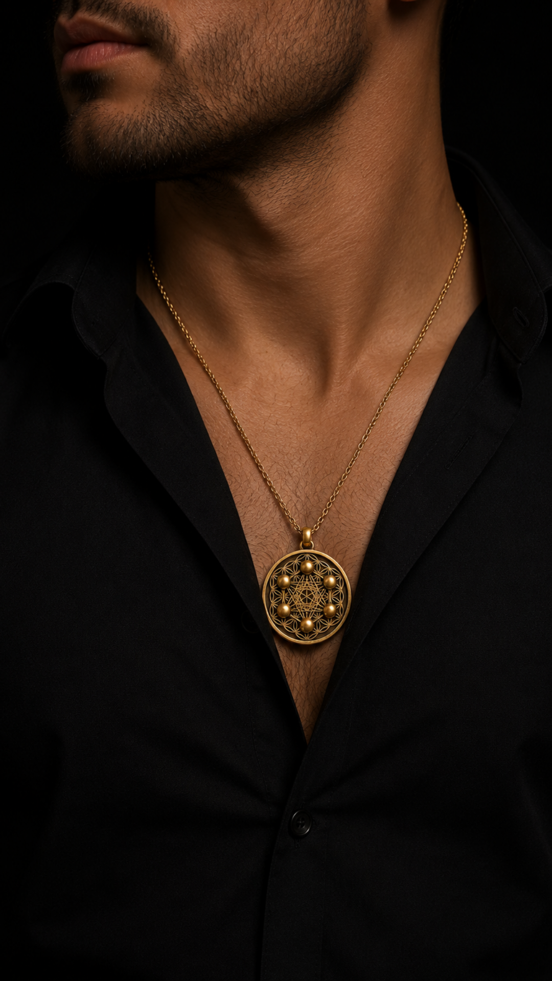 Collar Metatrón | Geometría Sagrada Hecha a Mano | Símbolo de Protección Divina y Expansión Espiritual | Plata de Ley 925, Bañado en Oro de 24K