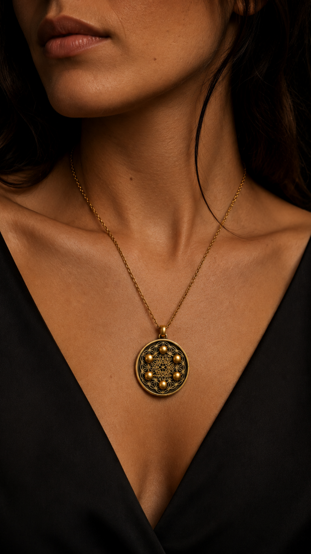 Collar Metatrón | Geometría Sagrada Hecha a Mano | Símbolo de Protección Divina y Expansión Espiritual | Plata de Ley 925, Bañado en Oro de 24K