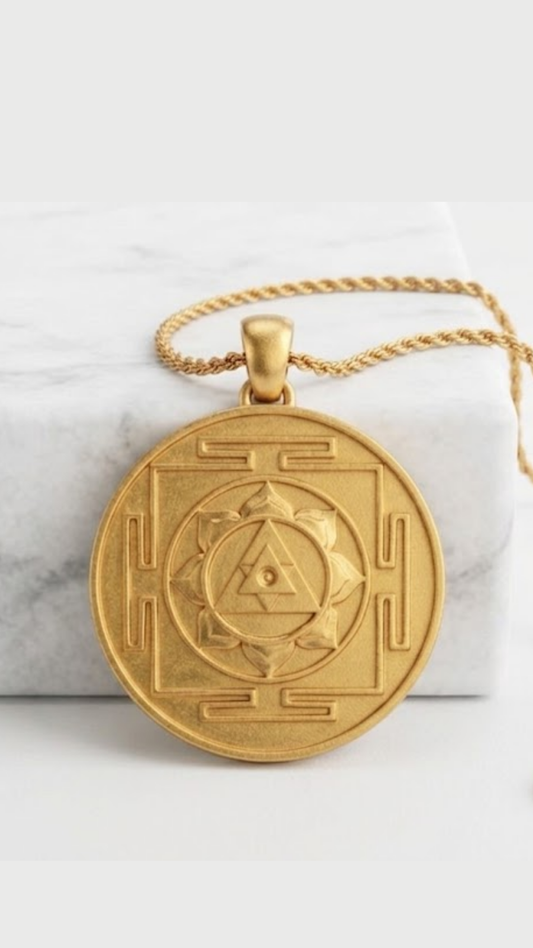 Ganesha Yantra Necklace | Handmade  in 18K Gold | Amulet of Wisdom & Protection