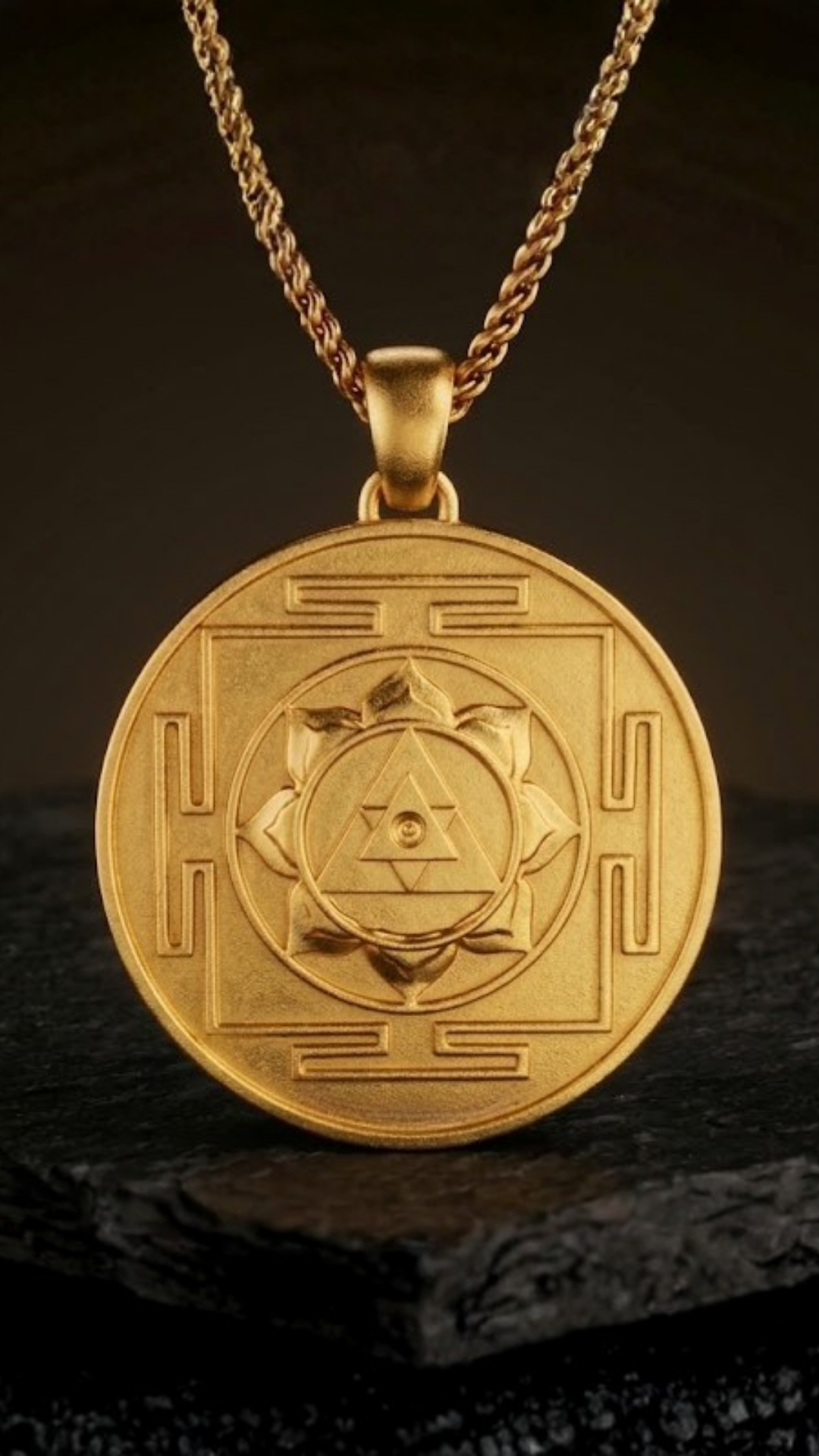 Ganesha Yantra Necklace | Handmade  in 18K Gold | Amulet of Wisdom & Protection