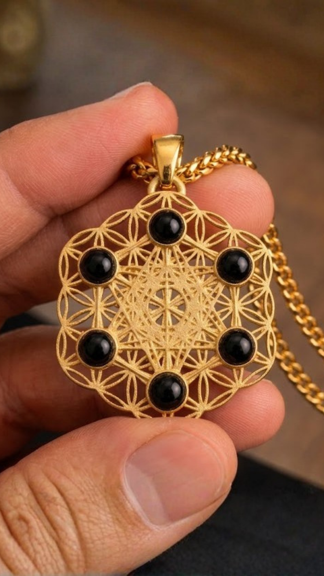 Collar Metatrón | Geometría Sagrada Hecha a Mano | Símbolo de Protección Divina y Expansión Espiritual | Plata de Ley 925, Bañado en Oro de 24K
