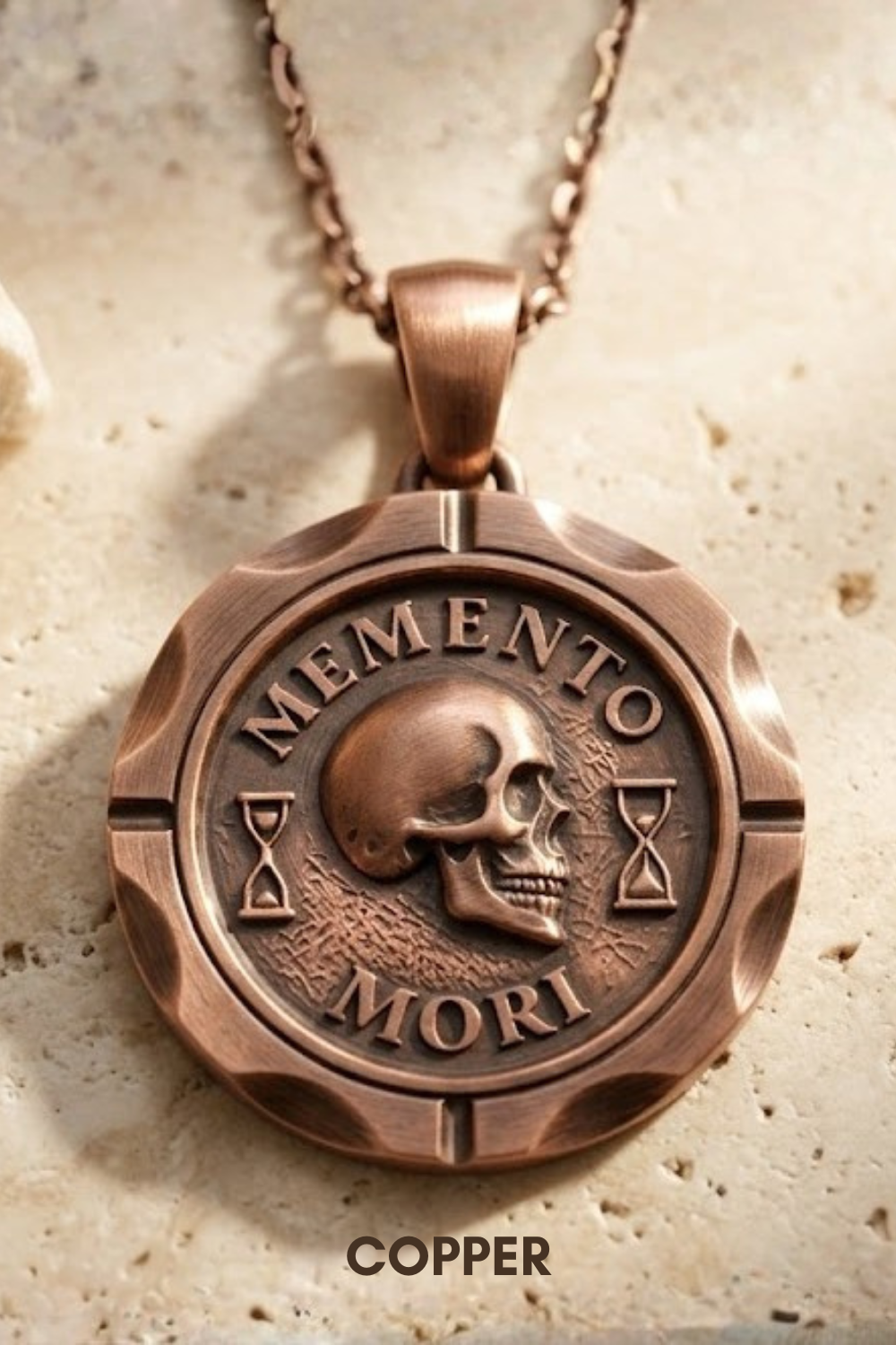 Memento Mori Set | Dual Metal Pendant & Ring | Handmade in 925 Sterling Silver & Bronze