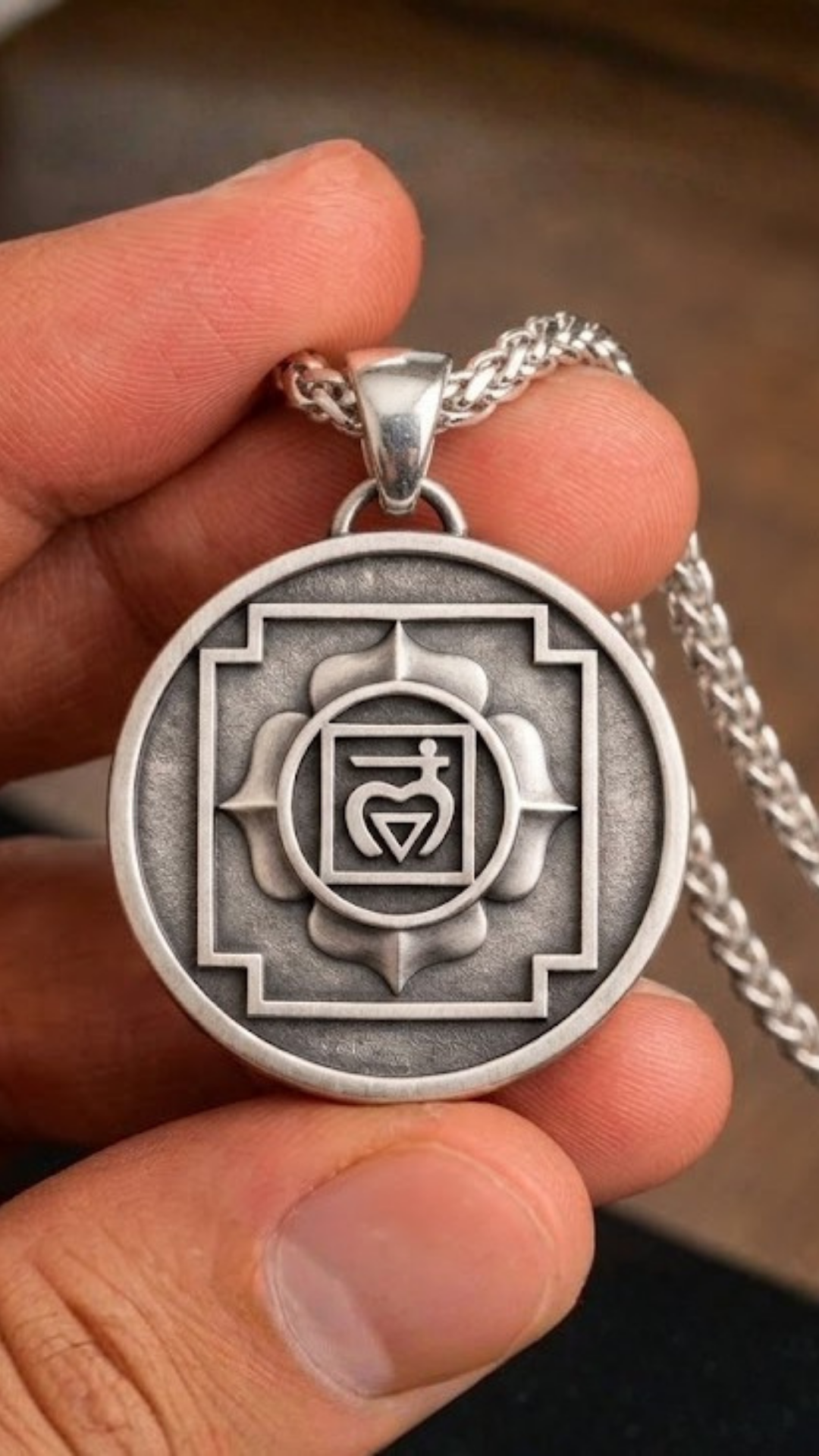 Anahata Yantra Necklace | Sacred Heart Chakra Pendant | Handmade in 925 Sterling Silver, 24K Gold Plated, Bronze (Copy)