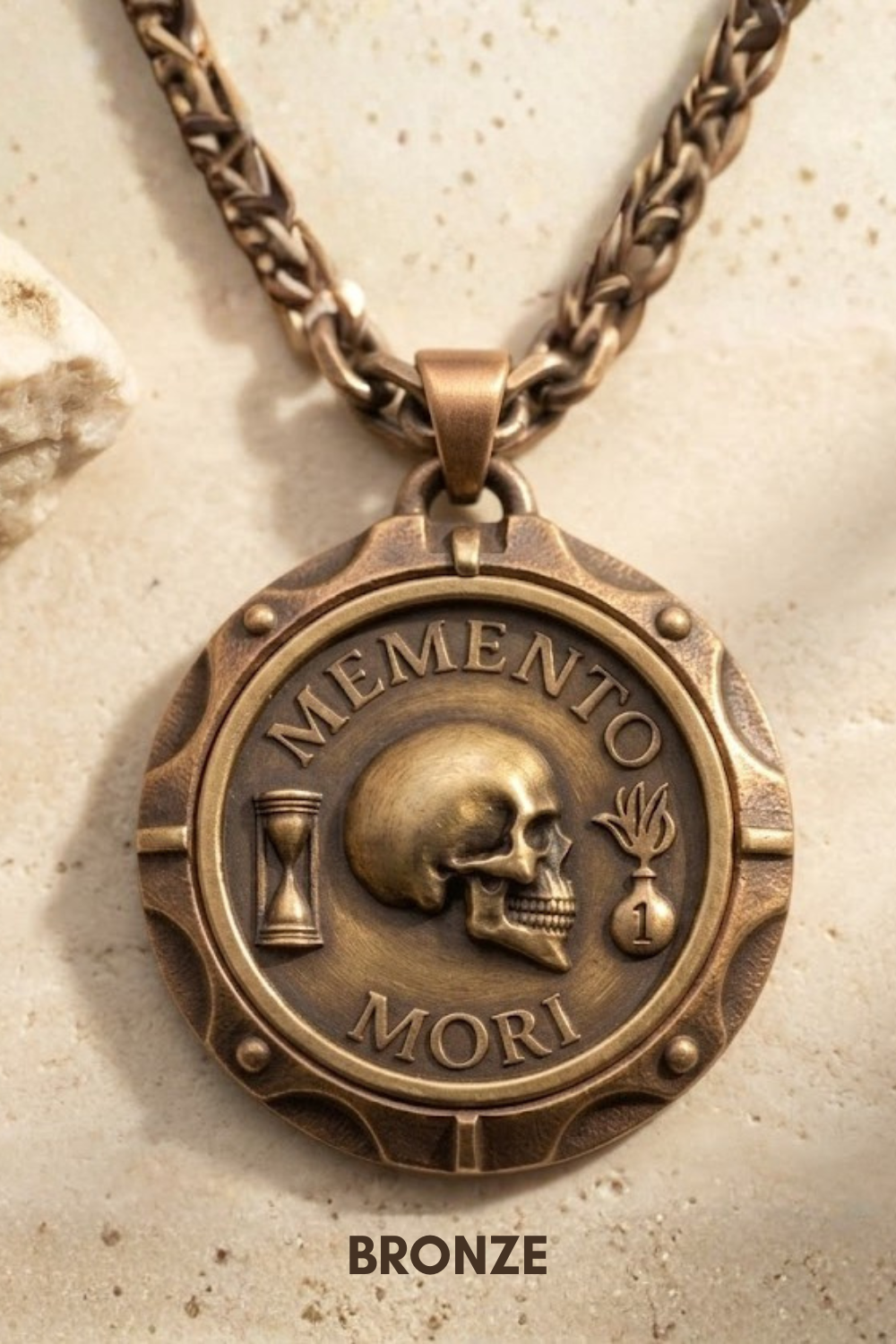 Memento Mori Set | Dual Metal Pendant & Ring | Handmade in 925 Sterling Silver & Bronze