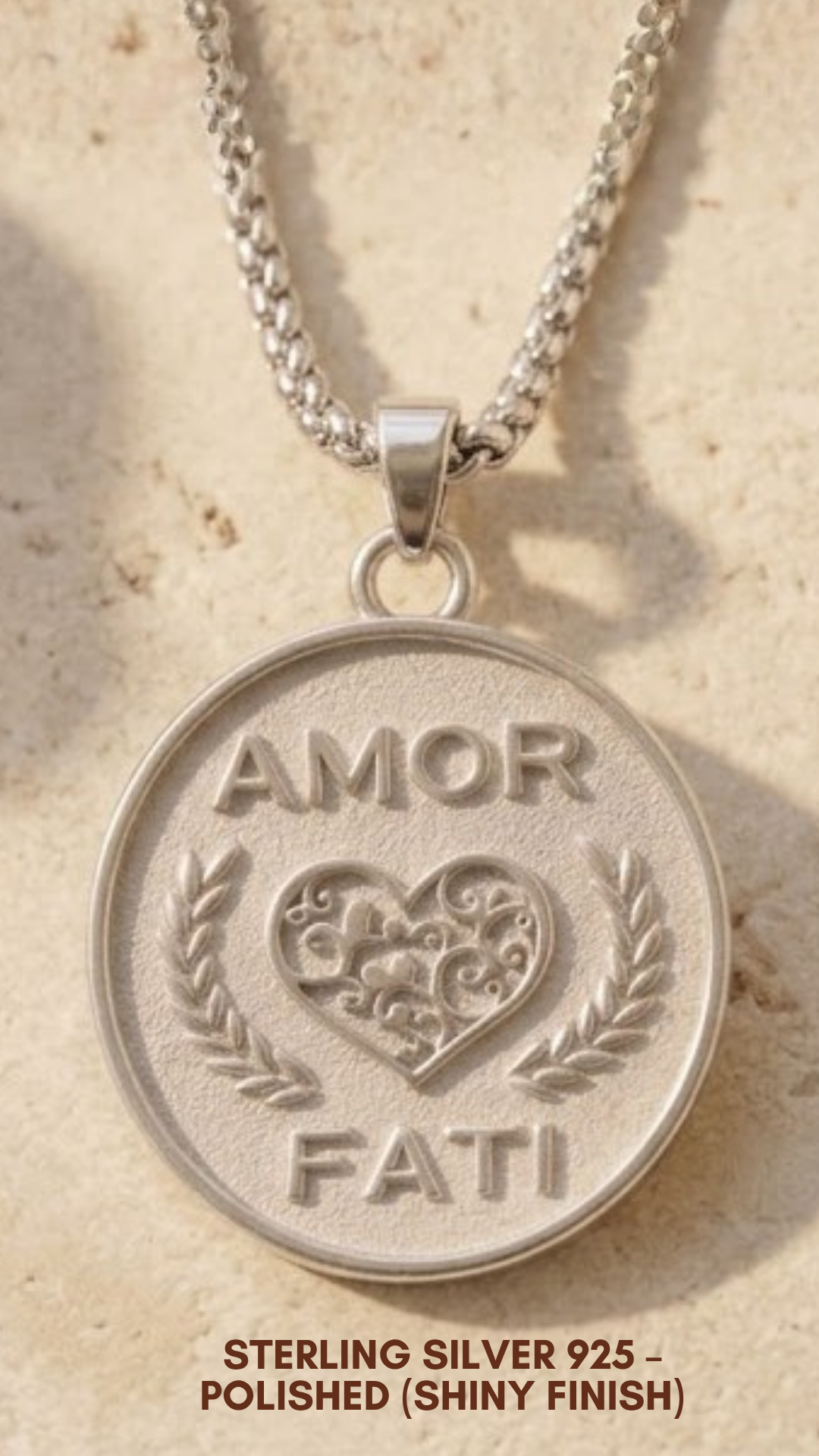Amor Fati Necklace Medium (2.5 cm) | Handmade Talisman of Love & Fate | Handmade in 925 Sterling Silver, 24K Gold Plated, Bronze, Copper