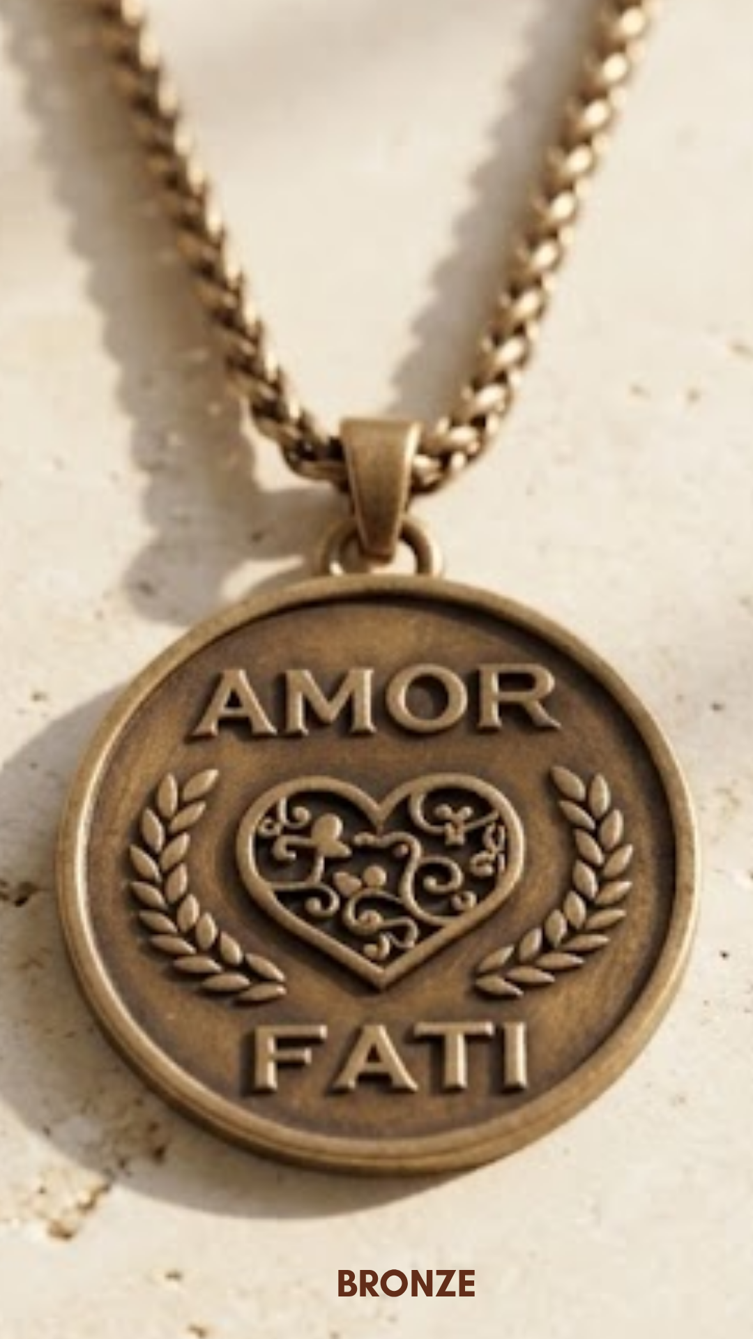 Amor Fati Necklace Medium (2.5 cm) | Handmade Talisman of Love & Fate | Handmade in 925 Sterling Silver, 24K Gold Plated, Bronze, Copper