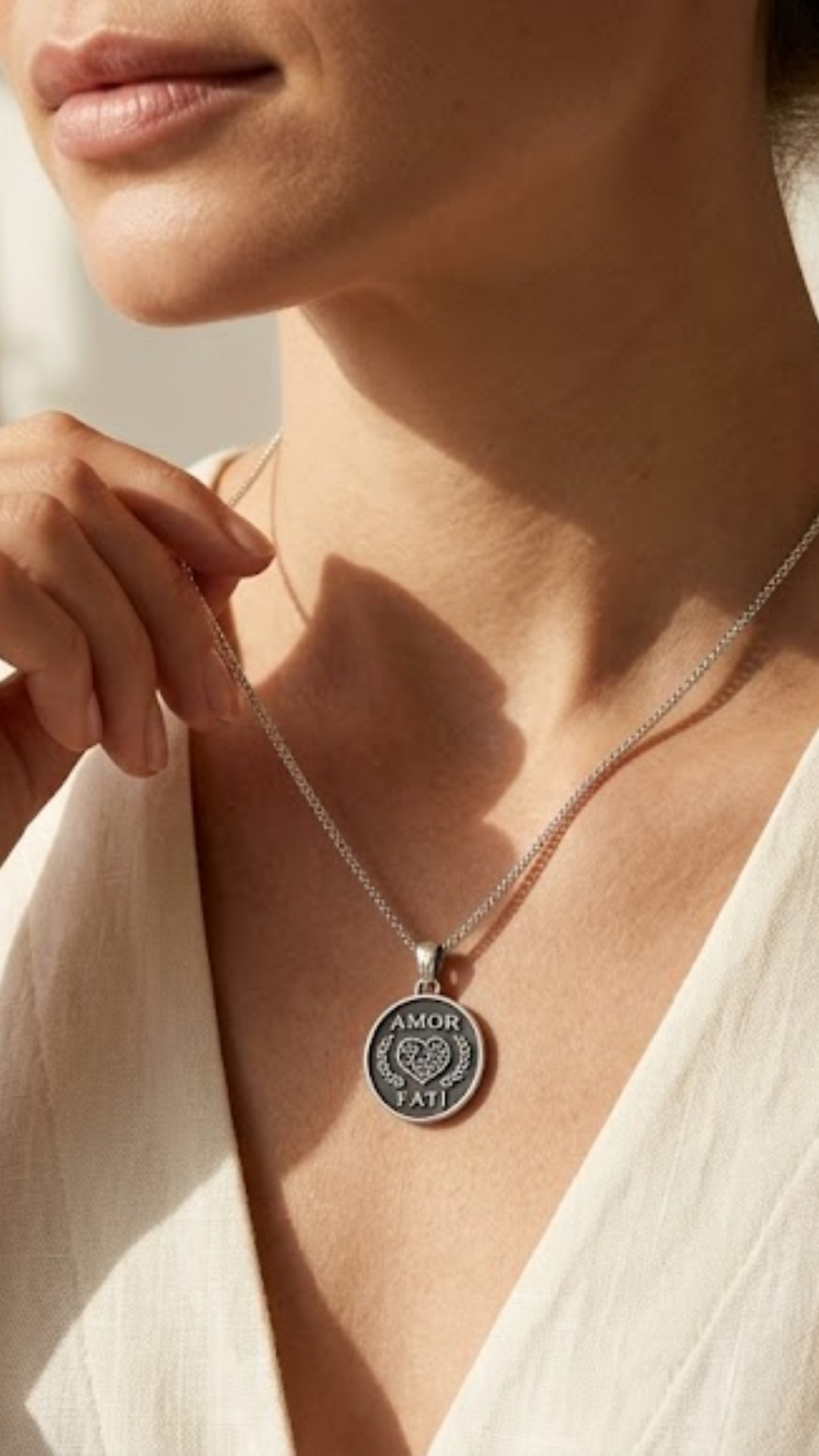 Amor Fati Necklace Medium (2.5 cm) | Handmade Talisman of Love & Fate | Handmade in 925 Sterling Silver, 24K Gold Plated, Bronze, Copper