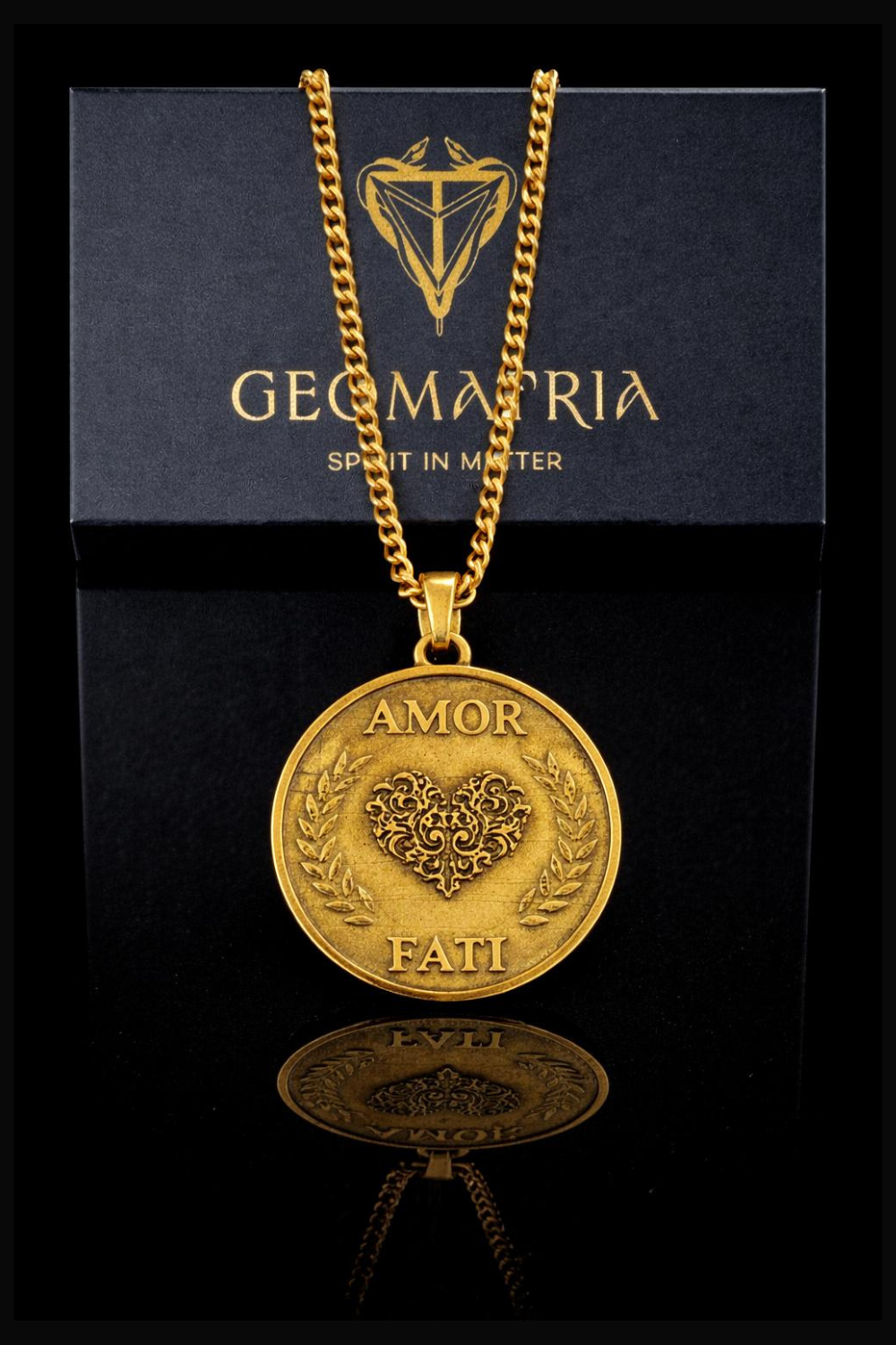 Amor Fati Necklace Large (4 cm) | Handmade Pendant of Acceptance & Destiny | Handmade in 925 Sterling Silver, 24K Gold Plated, Bronze, Copper