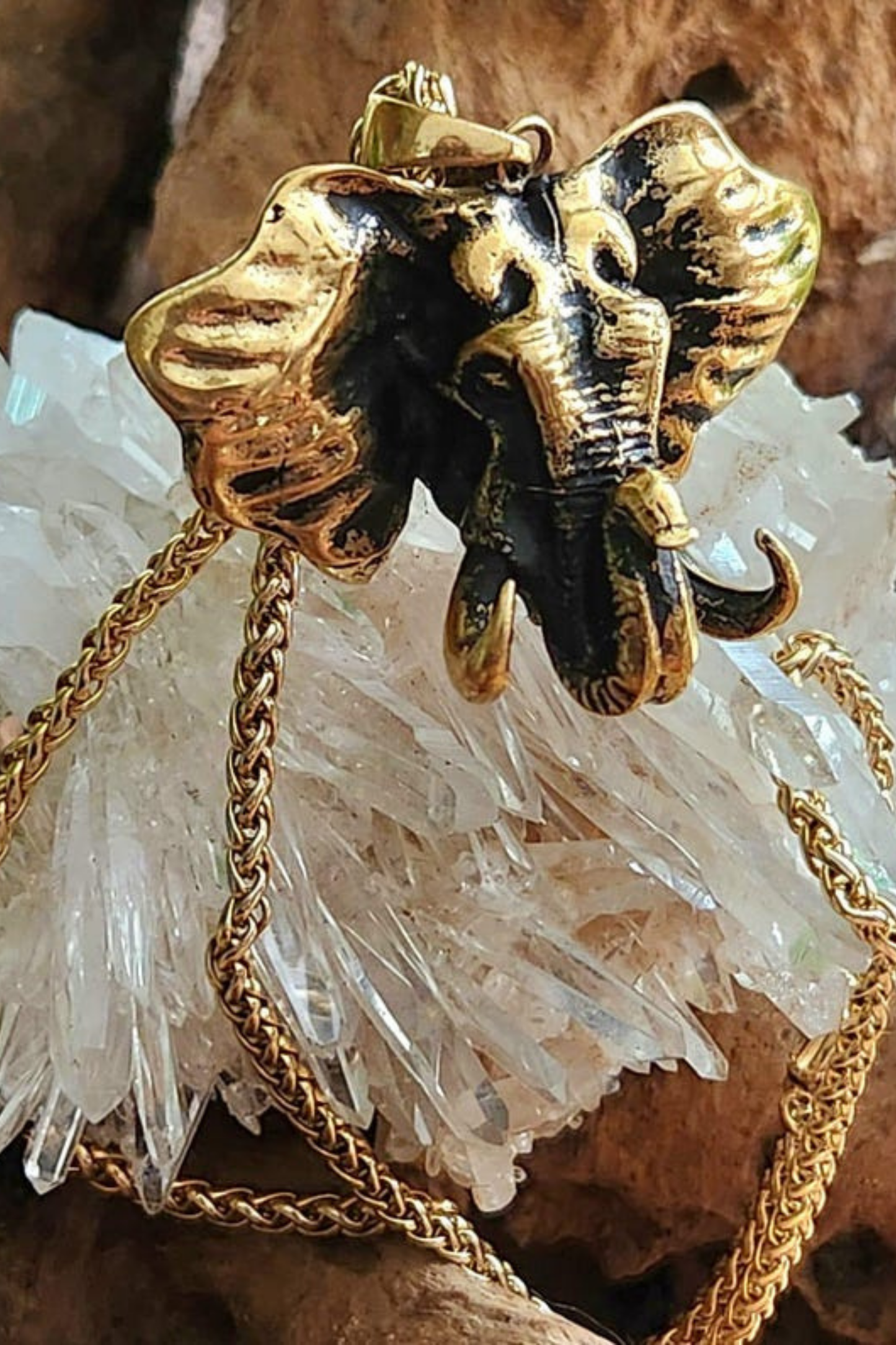 Collar de Ganesha – Colgante hindú hecho a mano en bronce, plata de ley y baño de oro de 24 quilates | Símbolo de sabiduría y prosperidad