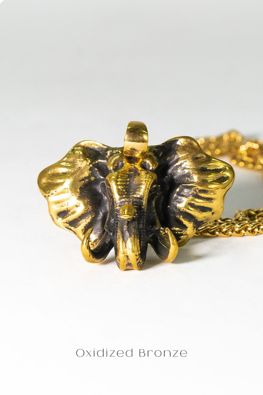 Ganesha Necklace – Handmade Hindu Pendant in Bronze, Sterling Silver & 24K Gold Plated | Symbol of Wisdom & Prosperity