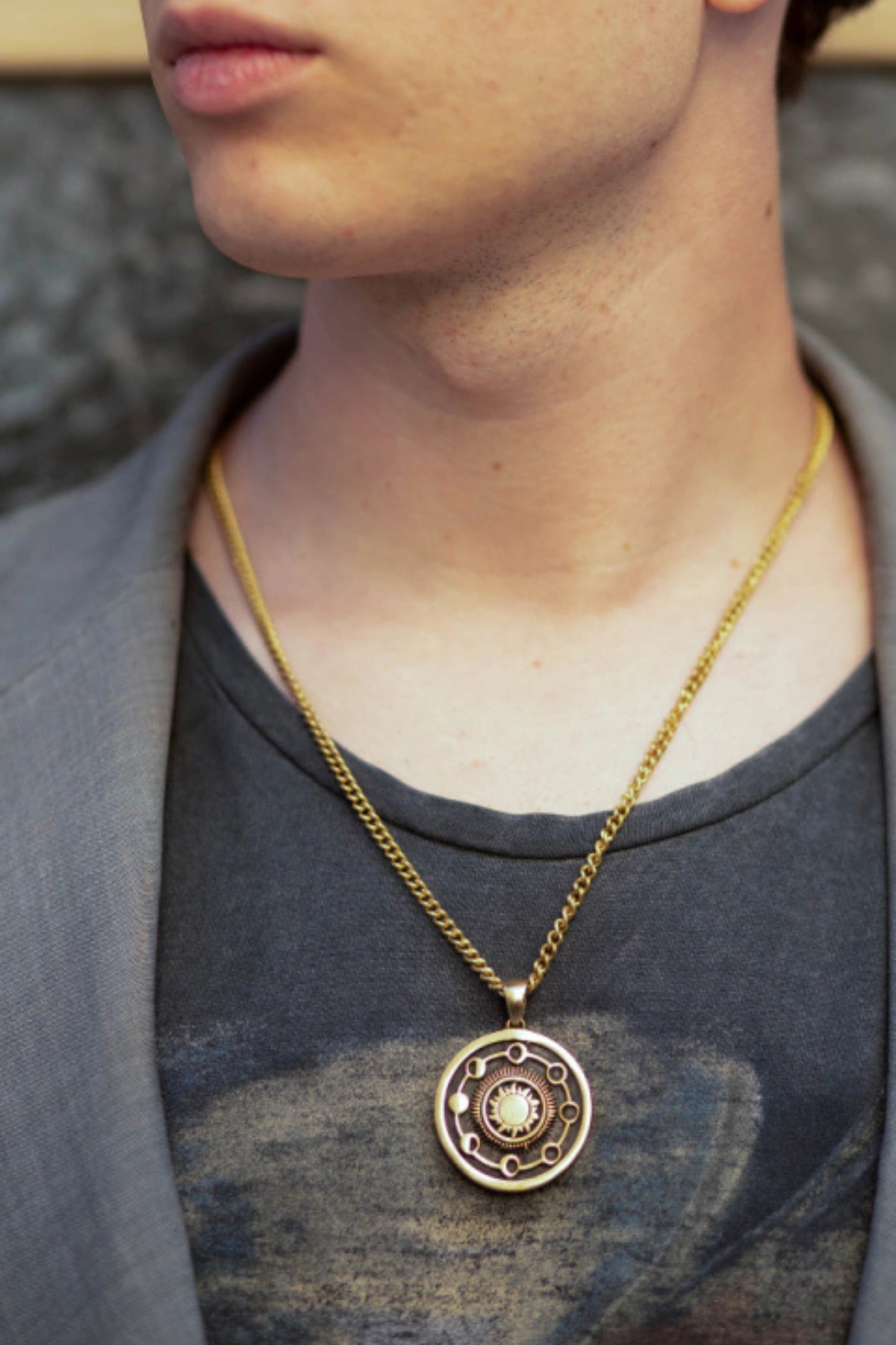 Collar de fases lunares, collar personalizado, collar de bronce, collar de plata esterlina, collar chapado de oro de 24 km, collar de luna, hecho a mano