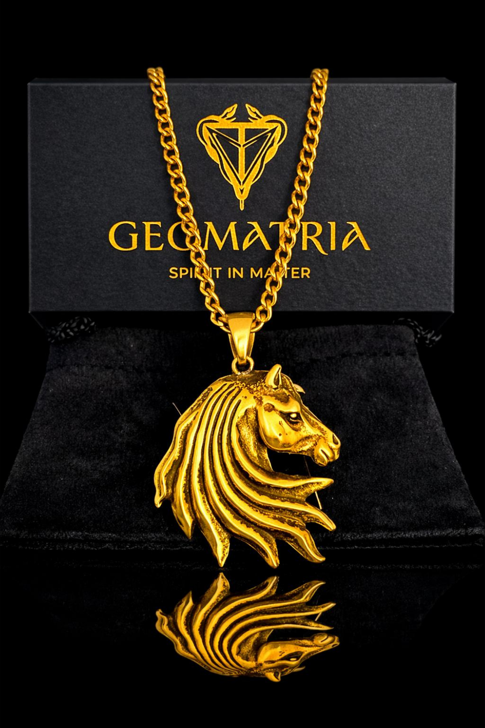 Collar Cabeza de Caballo | Símbolo de Libertad y Fortaleza Noble | Hecho a mano en Plata 925, Baño de Oro 24K, Bronce, Cobre