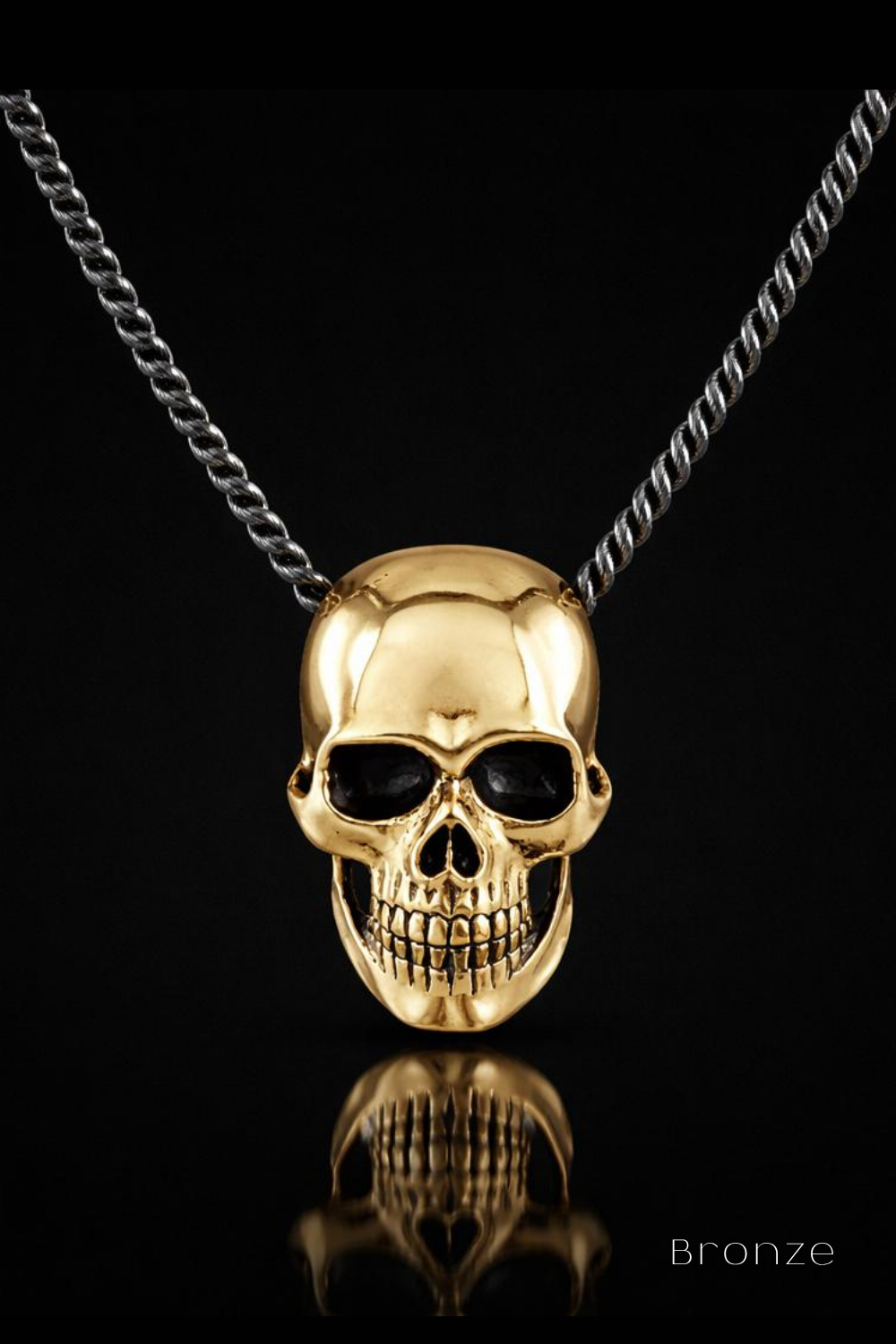 Large Smooth Skull Necklace – Symbolic Bronze & Silver-Plated Finish | Limited Edition