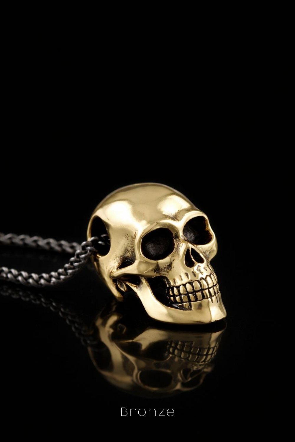 Large Smooth Skull Necklace – Symbolic Bronze & Silver-Plated Finish | Limited Edition