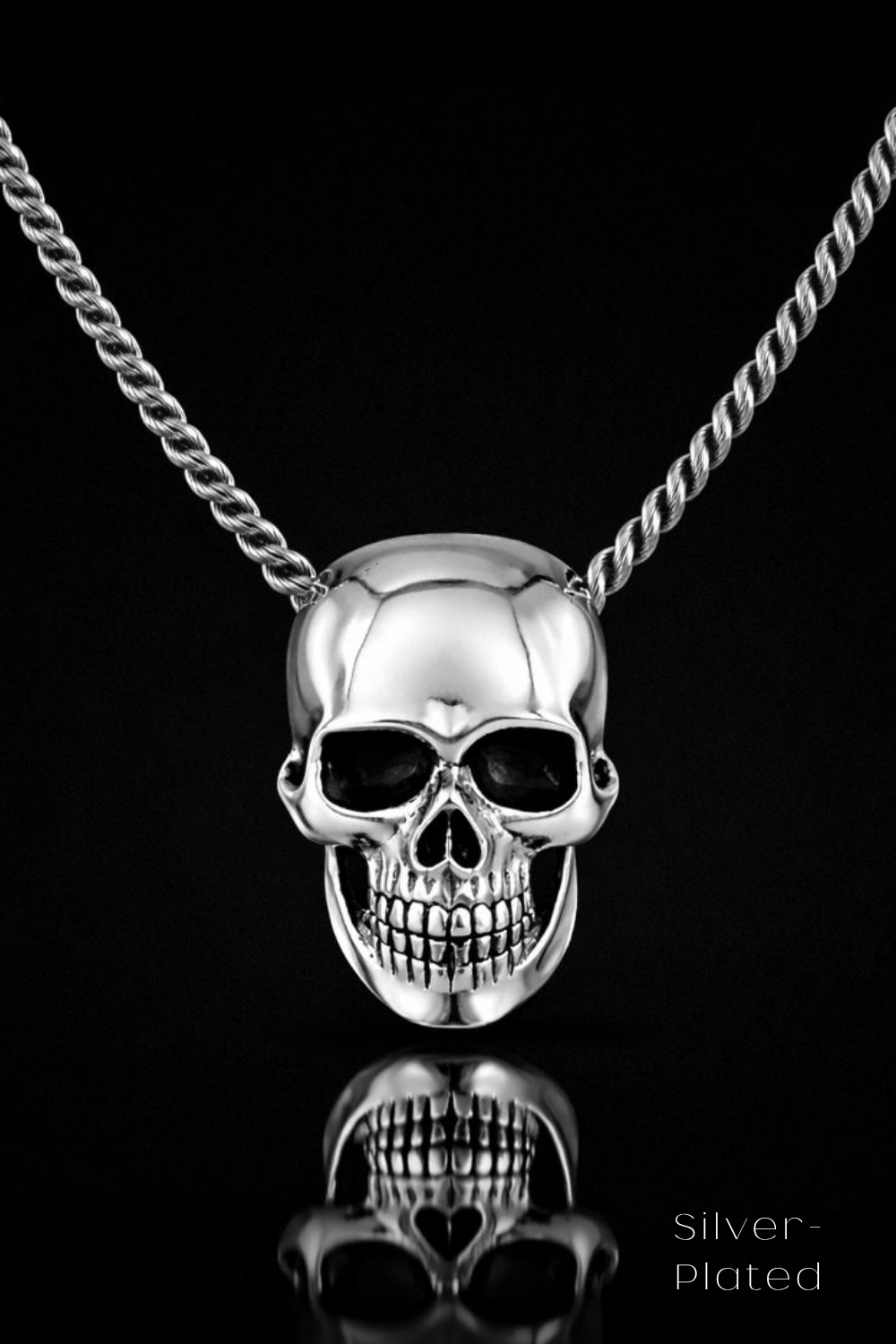 Large Smooth Skull Necklace – Symbolic Bronze & Silver-Plated Finish | Limited Edition