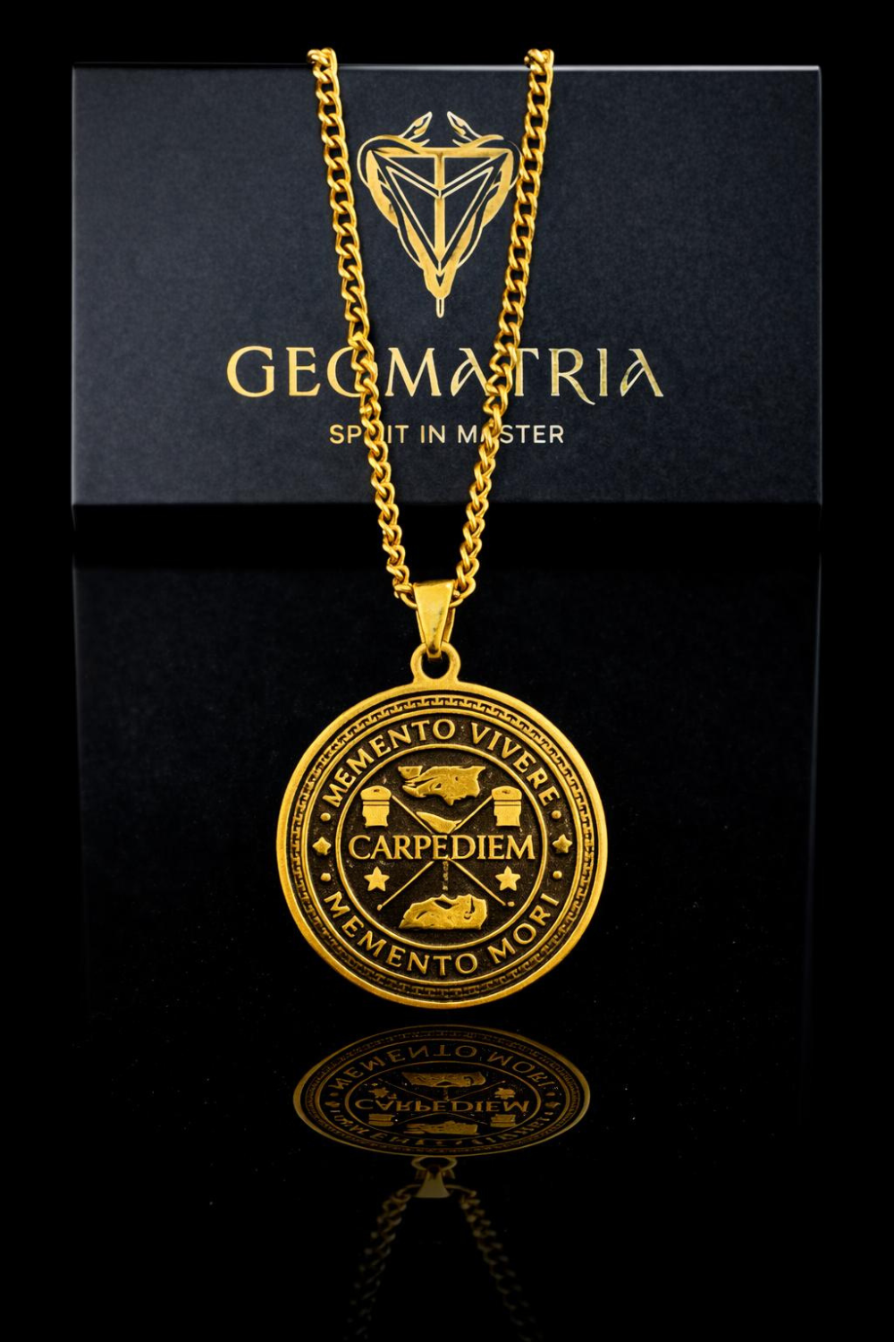 Collar Carpe Diem & Memento Mori – Amuleto Artesanal de Vida, Legado y Propósito | 925 Plata, Baño Oro 24K, Bronce