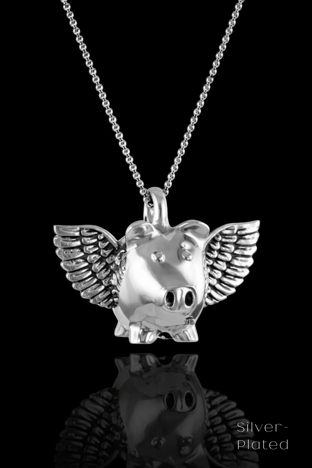 Winged Pig Necklace – Bronze & Silver-Plated Finish | Limited Edition
