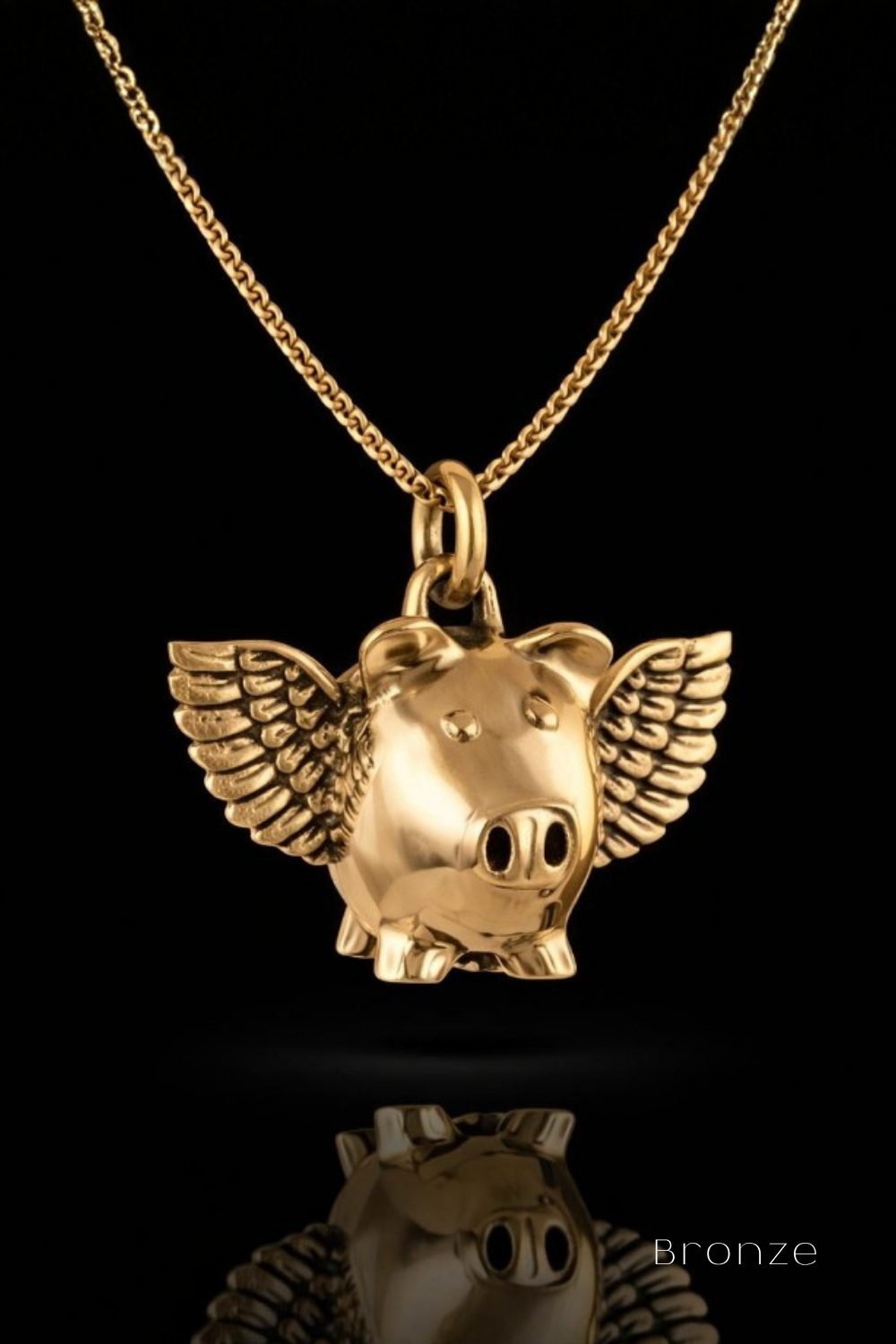 Winged Pig Necklace – Bronze & Silver-Plated Finish | Limited Edition