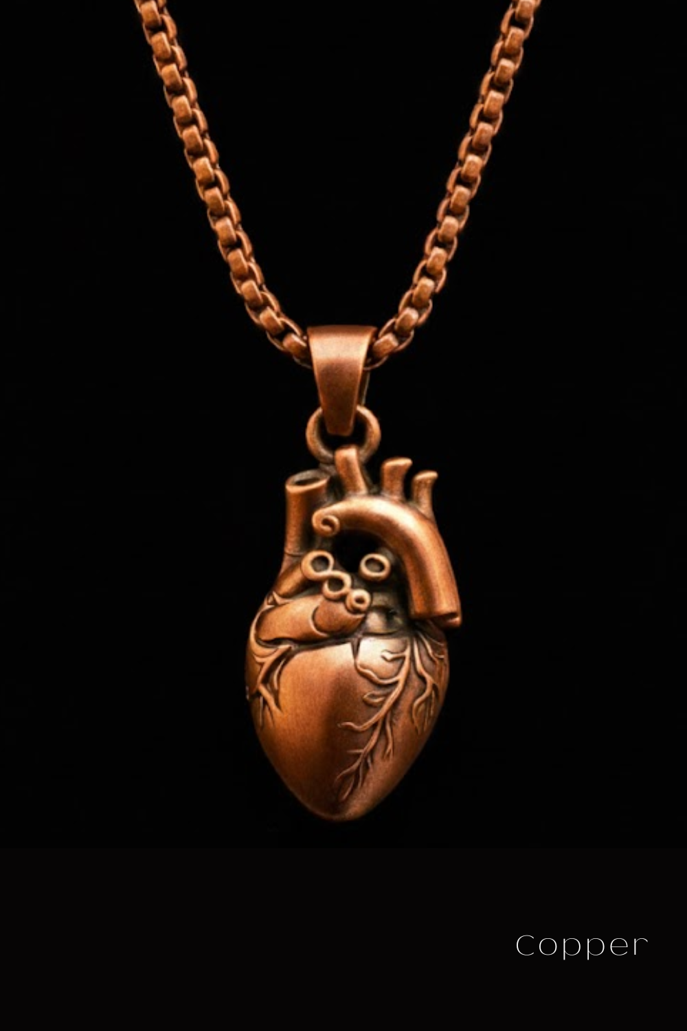 Anatomical Heart Necklace | Symbol of Life, Emotion and Authenticity | Handmade in 925 Sterling Silver, 24k Gold Plated, Copper, Bronze
