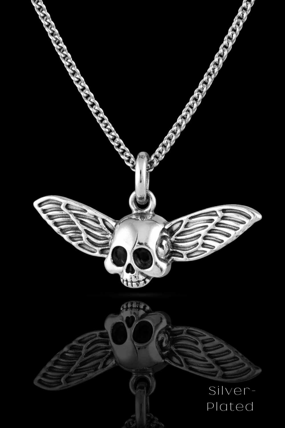 Winged Skull Necklace – Raised Relief Design in Bronze or Silver-Plated Finish | Limited Edition