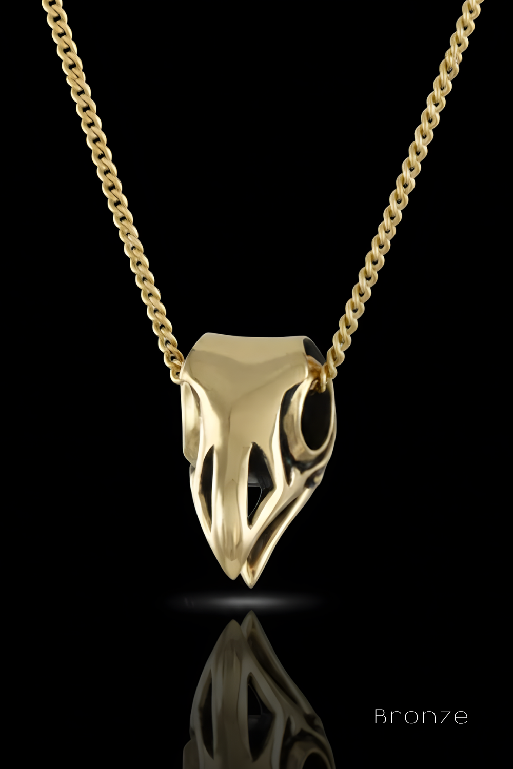 Collar Cabeza de Cuervo | Símbolo de Sabiduría, Transformación y Misterio | Hecho a mano en Plata 925, Baño de Oro 24K, Bronce