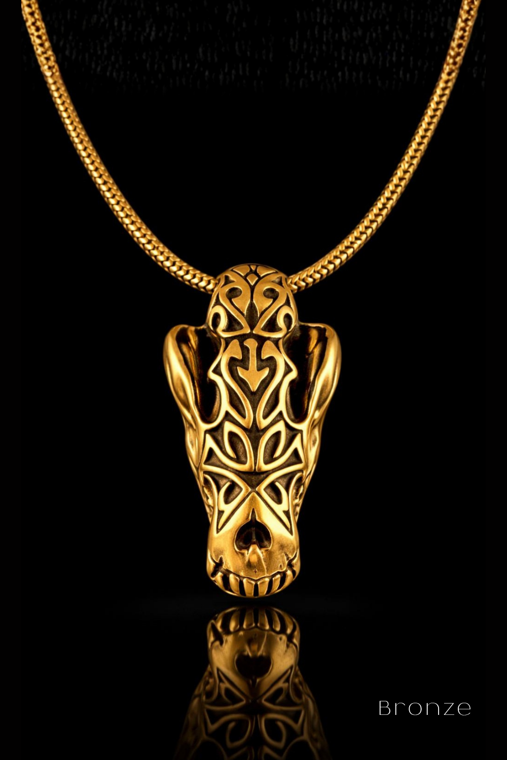 Wolf Skull Necklace – Bronze & Silver-Plated Finish | Limited Edition