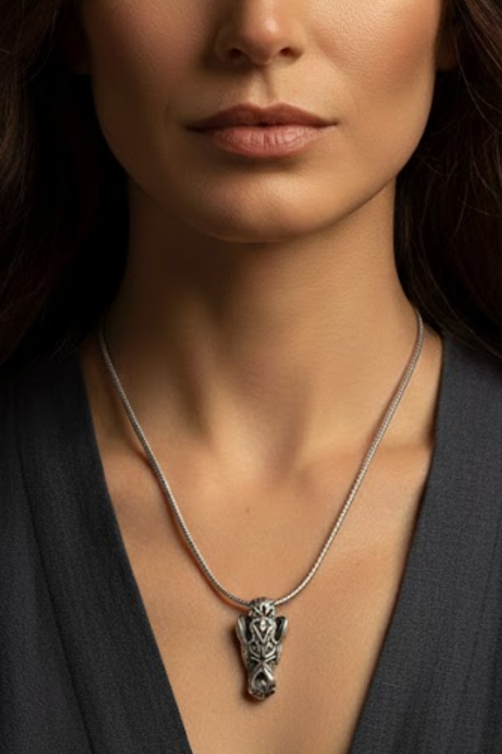 Wolf Skull Necklace – Bronze & Silver-Plated Finish | Limited Edition