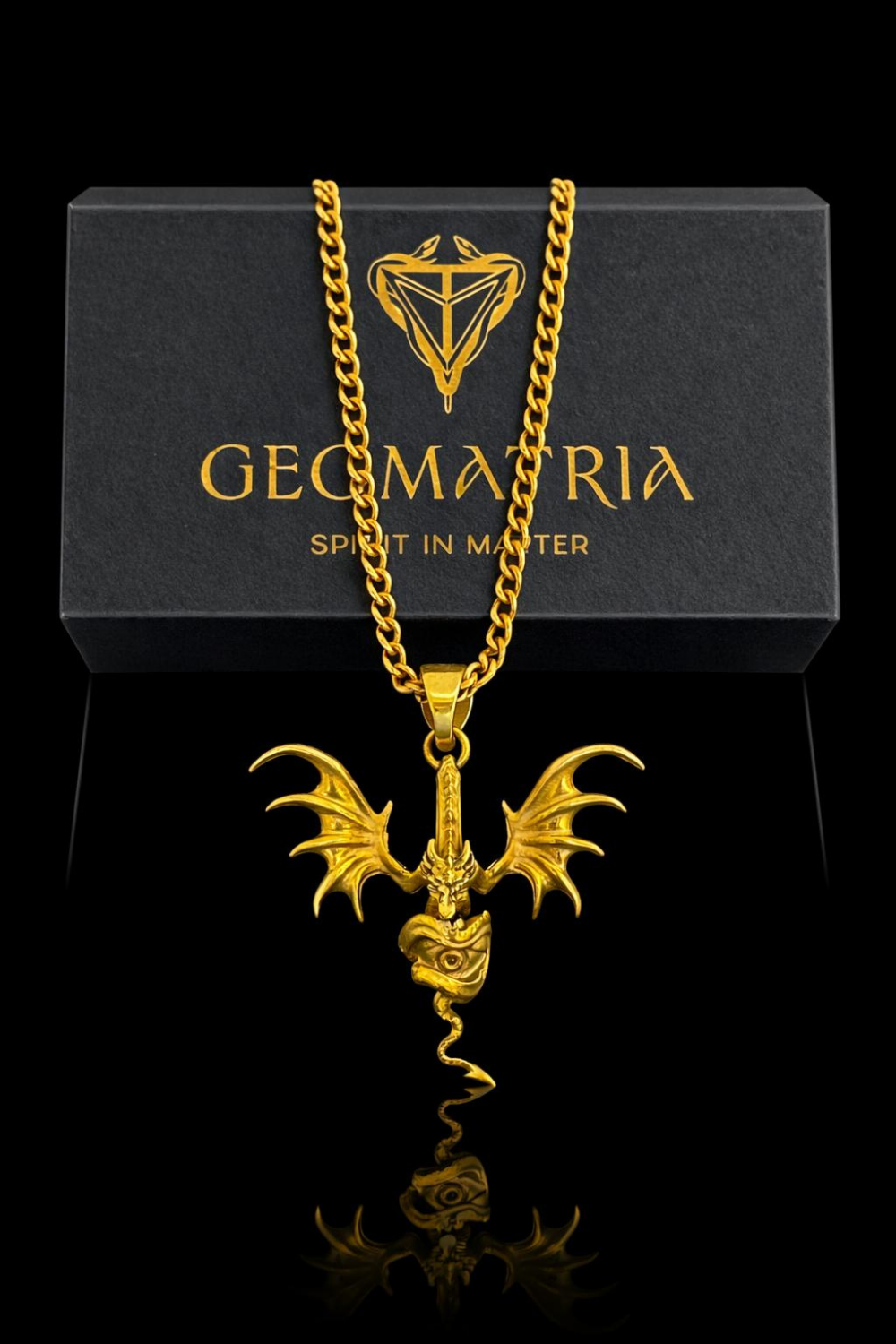 Dragon Necklace  | Symbol of Power & Protection | Handmade Pendant in 925 Sterling Silver, 24K Gold Plated, Bronze