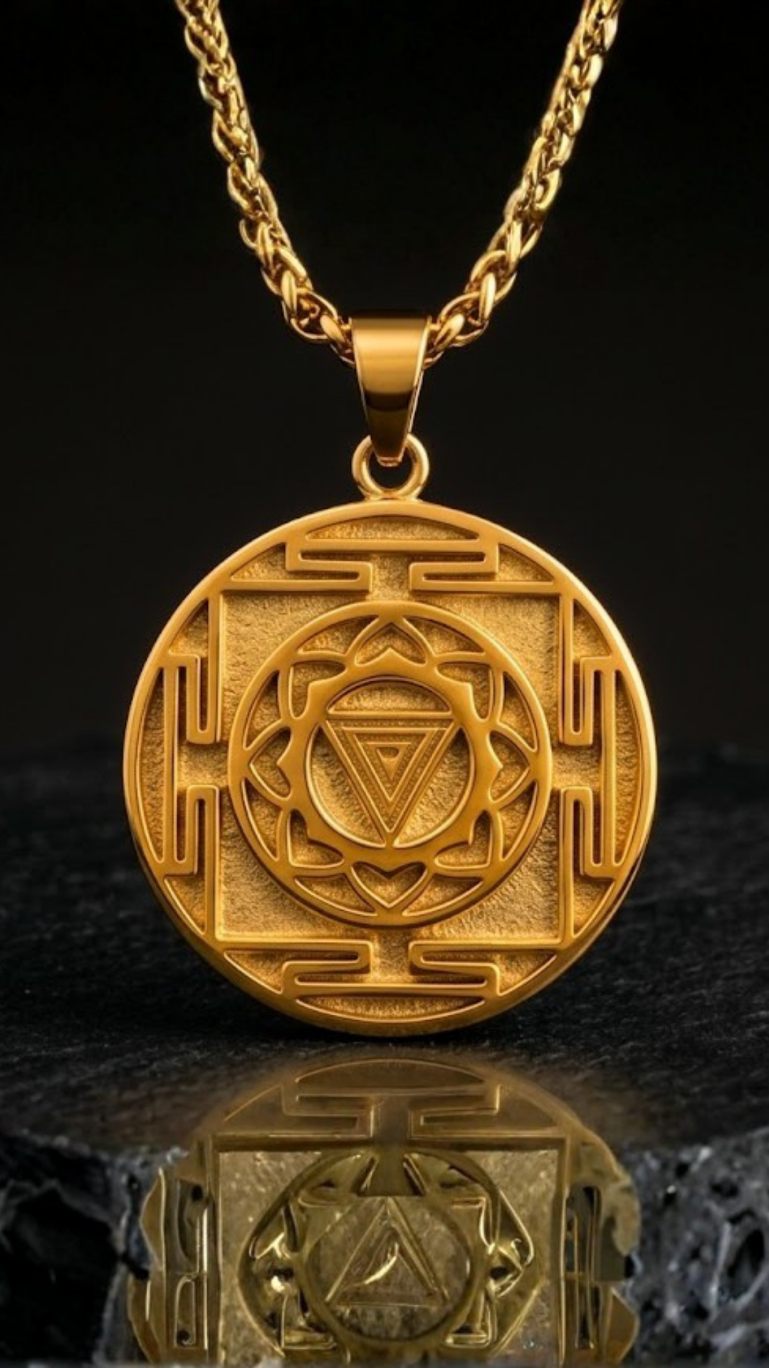 Kali Yantra Large Necklace | Handmade in 18K Gold | Transformation & Courage