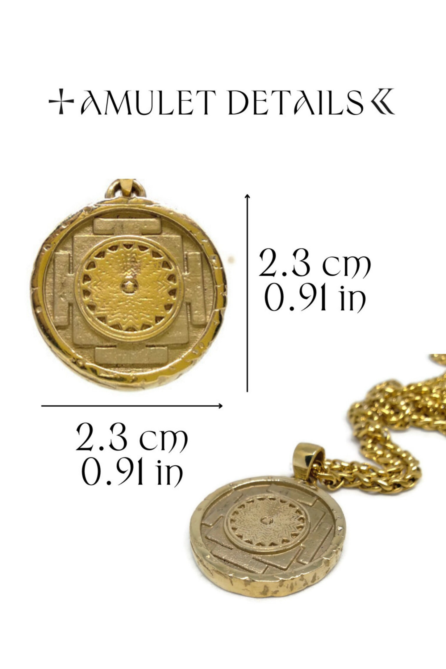 Collar Shiva Yantra, collar personalizable, bronce, plata esterlina, collar de oro de 24 km, collar de mandala, tamaño pequeño