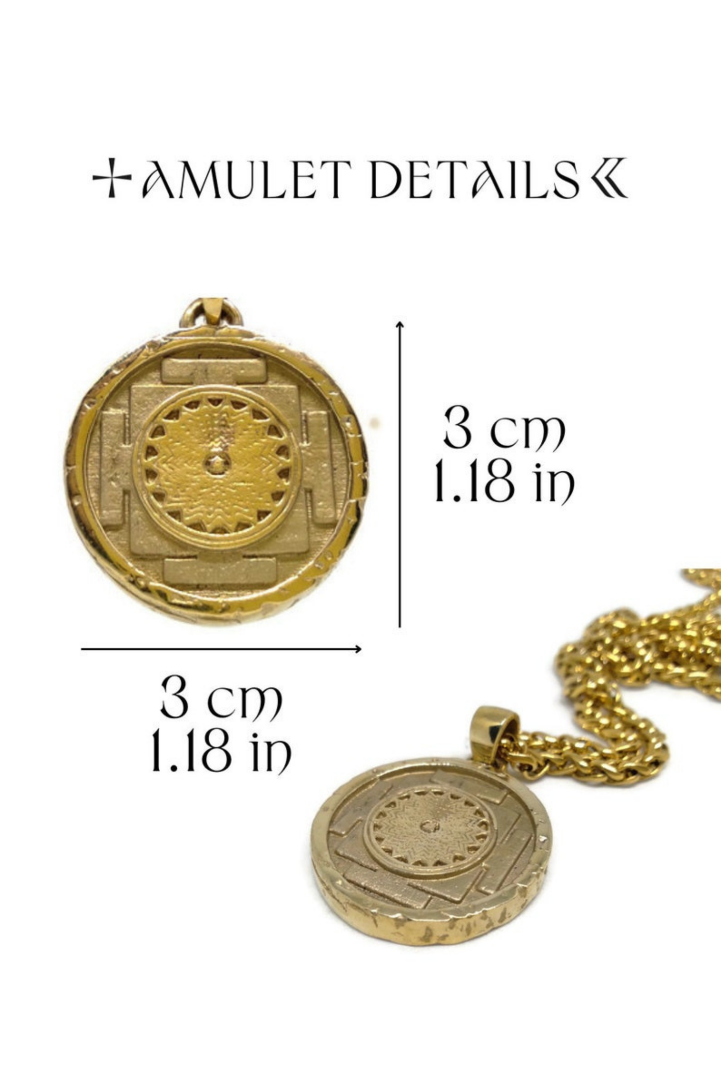 Collar Shiva Yantra, collar personalizable, bronce, plata esterlina, collar de oro de 24 km, collar de mandala, tamaño pequeño