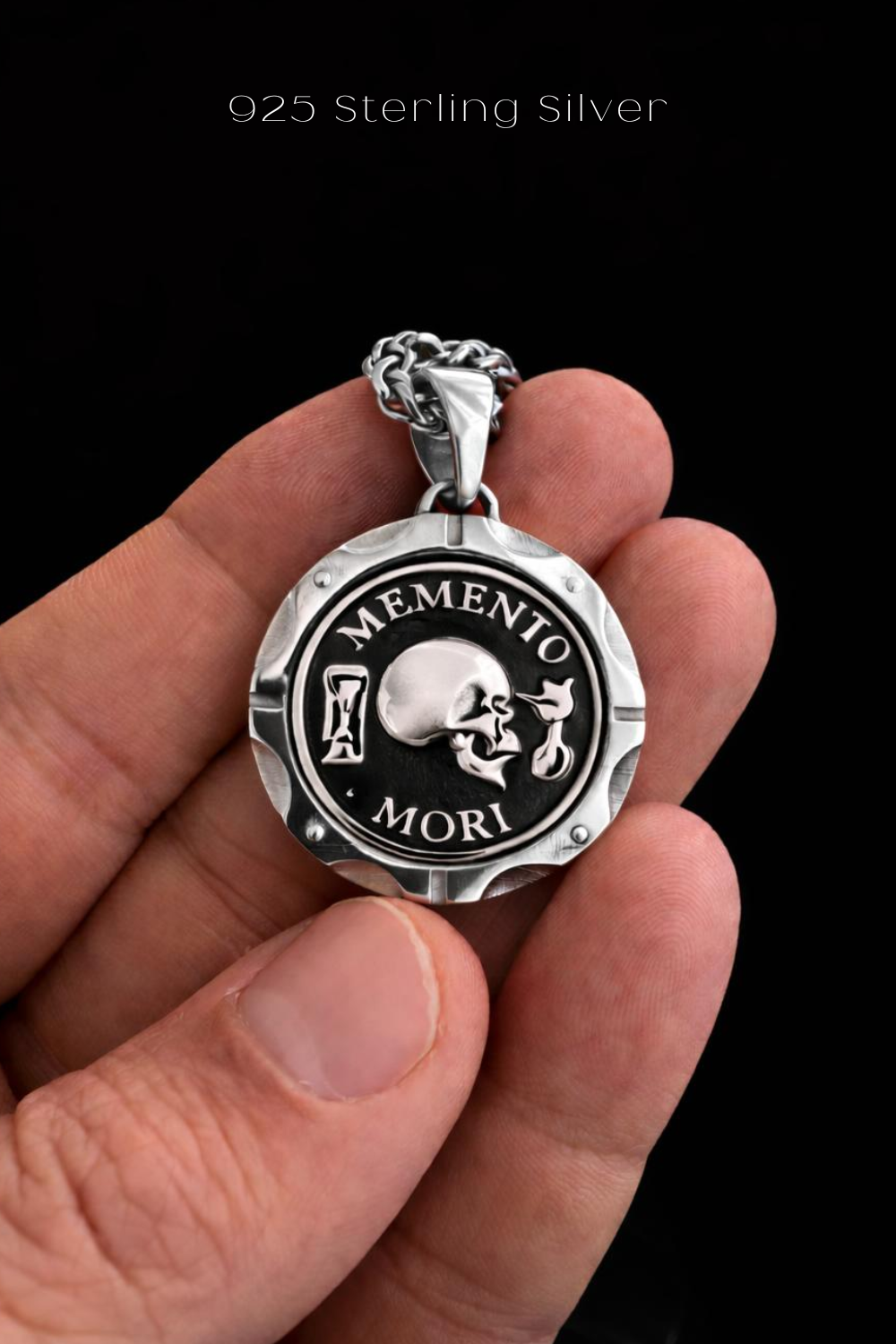 Memento Mori Necklace - Dual Metal Pendant | Symbol of Life, Death & Awareness | Handmade in 925 Sterling Silver & Bronze