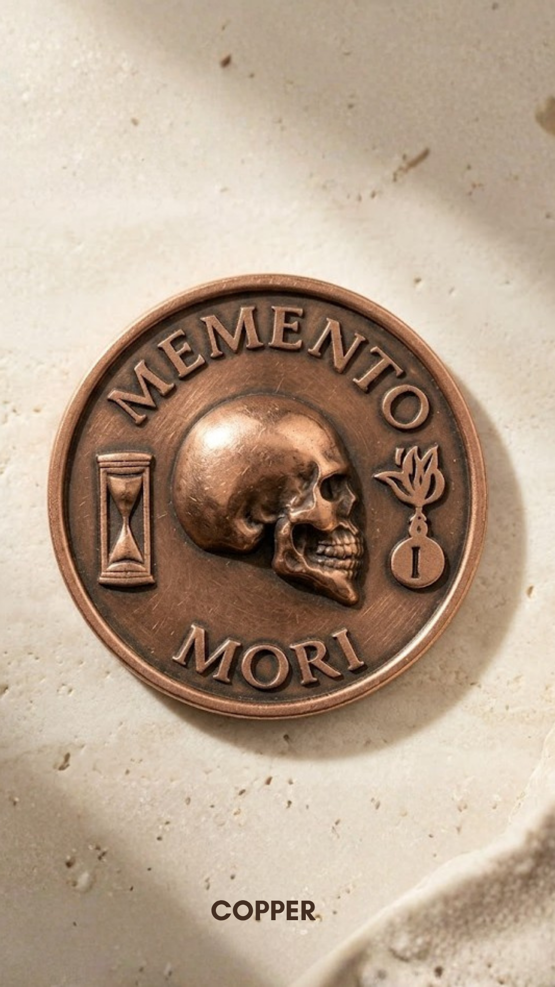 Collar Memento Mori – Colgante Bimetálico | Símbolo de Vida, Muerte y Consciencia | Hecho a Mano en Plata Esterlina 925 y Bronce
