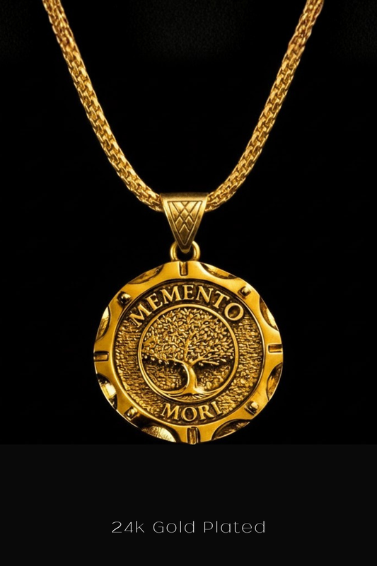 Bodhi Tree of Life Memento Mori Necklace | Mindfulness Symbol Pendant | Handmade in 925 Sterling Silver, 24k Gold Plated, Copper, Bronze