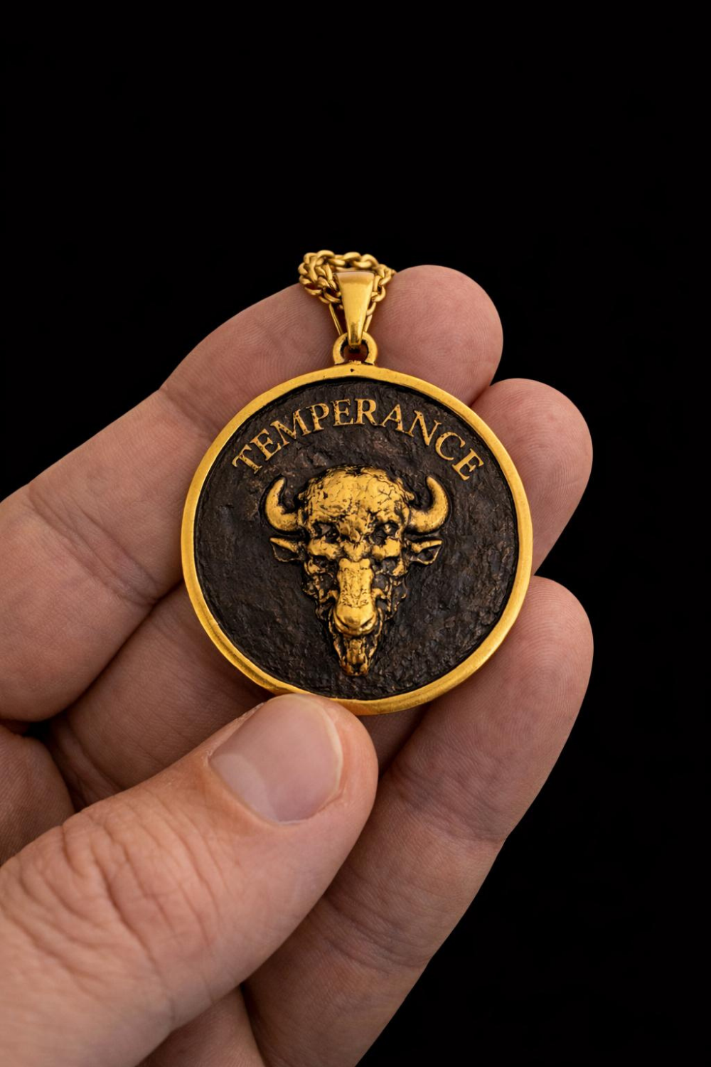 Moneda del Toro de la Templanza | Símbolo de Fuerza, Equilibrio y Determinación | Hecha a Mano en Plata 925, Baño de Oro 24K, Bronce y Cobre