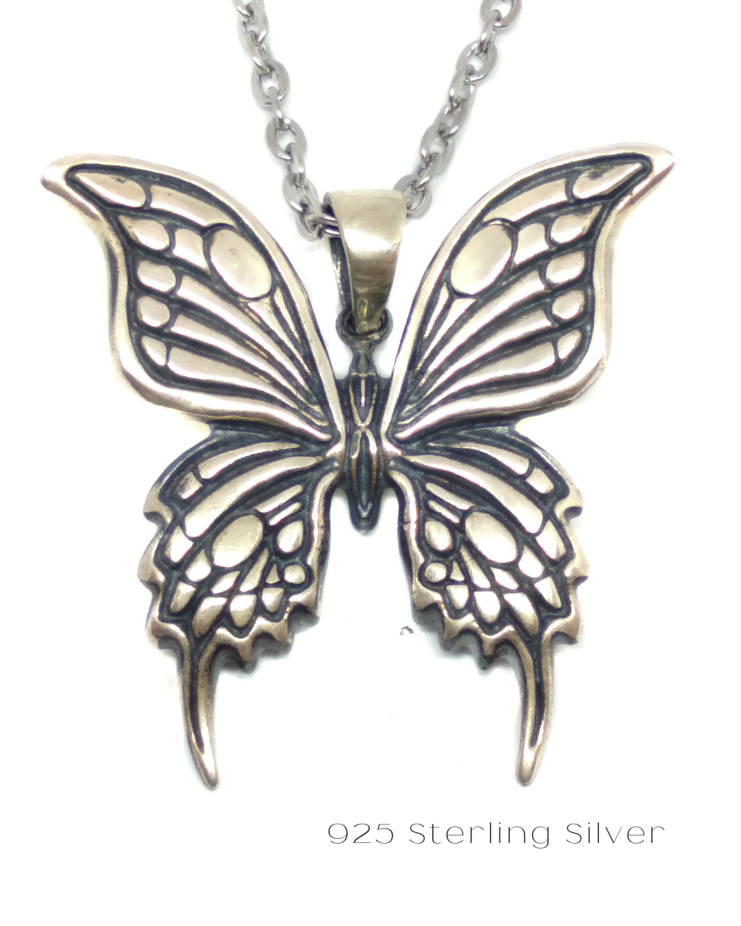 Butterfly necklace in 24k gold plated, bronze, 925 sterling silver, for men and women