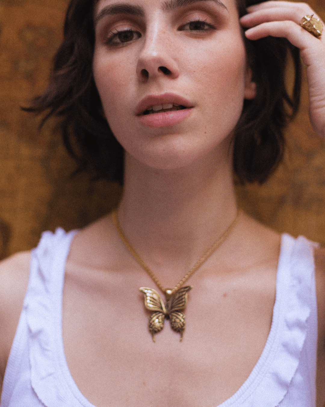 Butterfly necklace in 24k gold plated, bronze, 925 sterling silver, for men and women