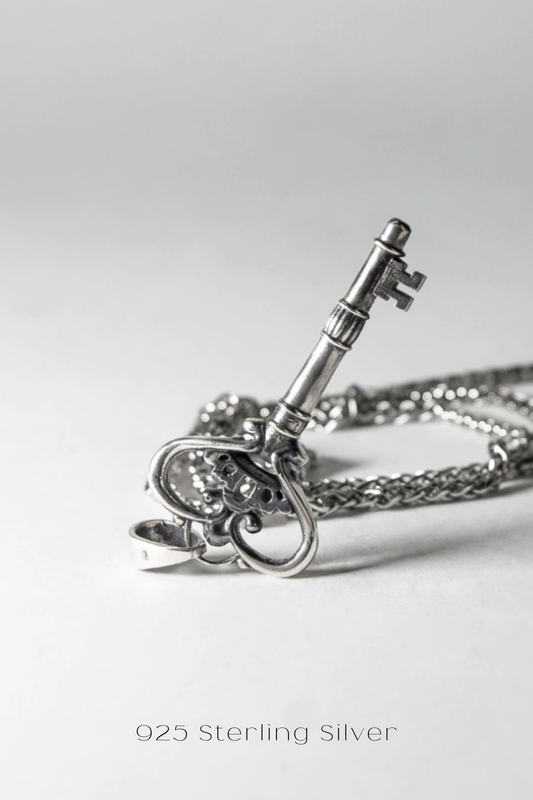 Key Necklace – Handmade Symbolic Pendant in Bronze, Sterling Silver, Copper & 24K Gold Plated | Jewelry of New Beginnings, Unisex Gift