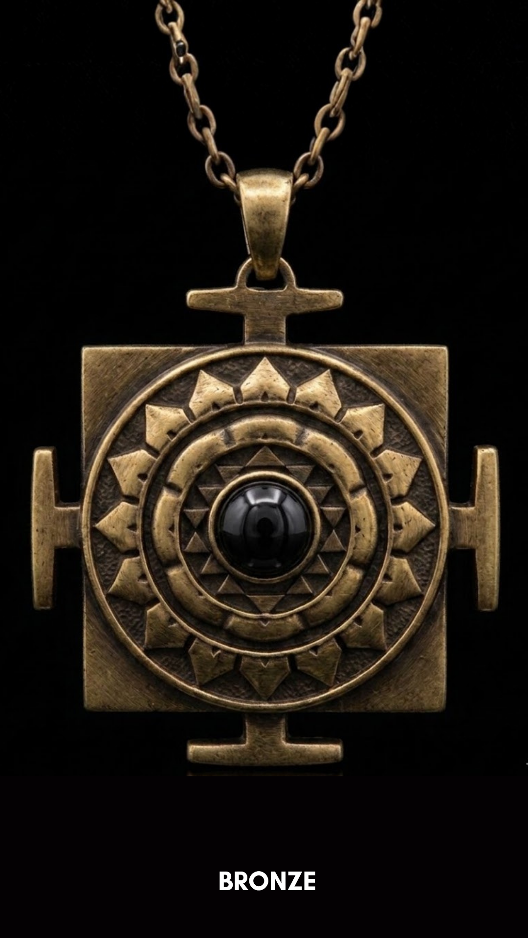 Collar Cuadrado Shiva Yantra | Símbolo de Transformación | Hecho a mano en Plata de Ley 925, Chapado en Oro de 24k, Cobre, Bronce