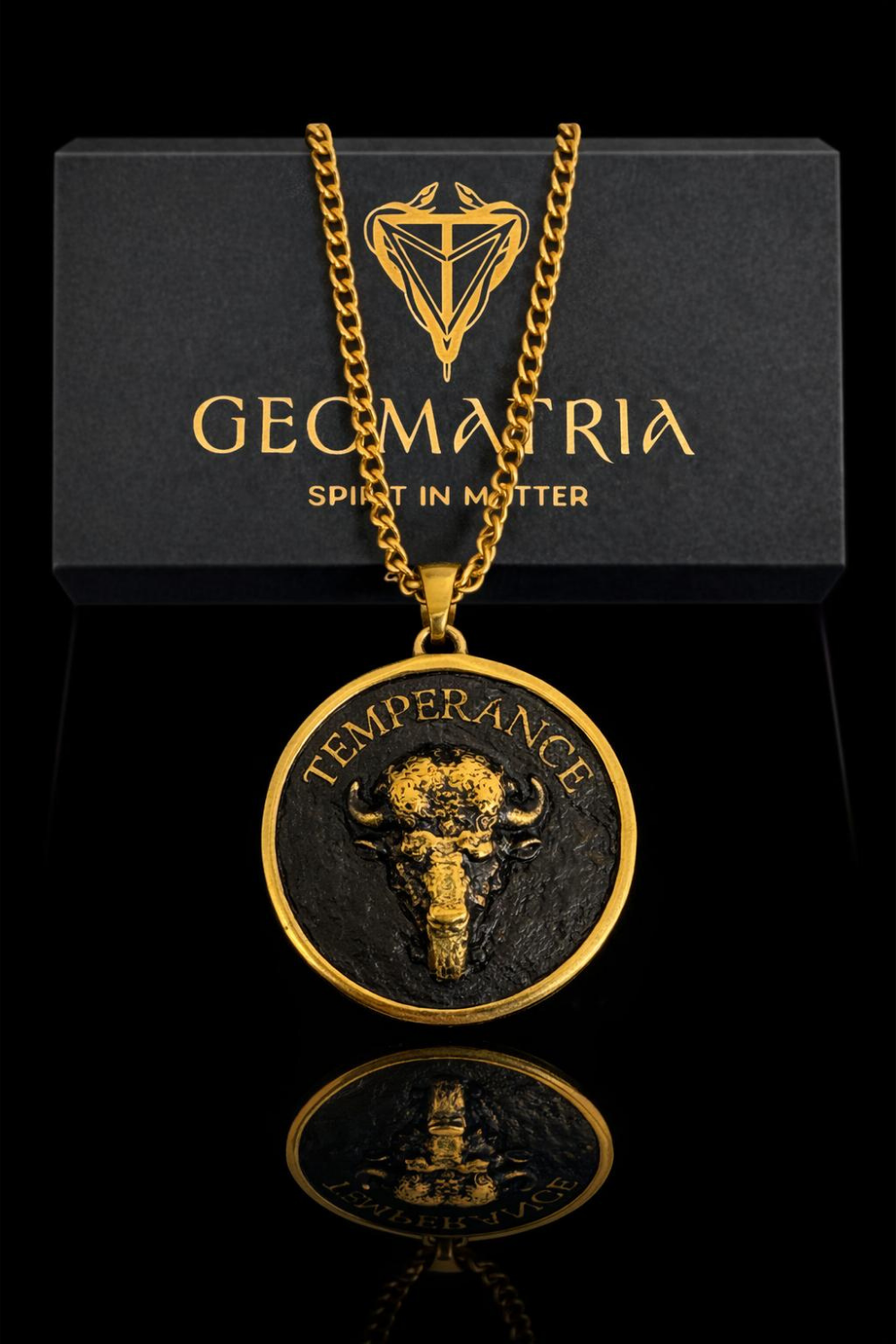 Collar Toro de la Templanza | Símbolo Artesanal de Fuerza y Equilibrio | Hecho a Mano en Plata 925, Baño de Oro 24K, Bronce y Cobre