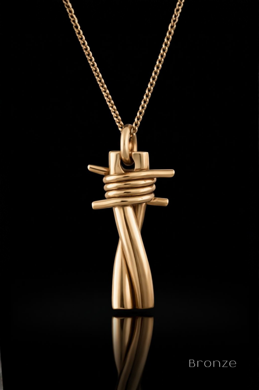 Barbed Wire Necklace – Bronze & Silver-Plated Finish | Limited Edition