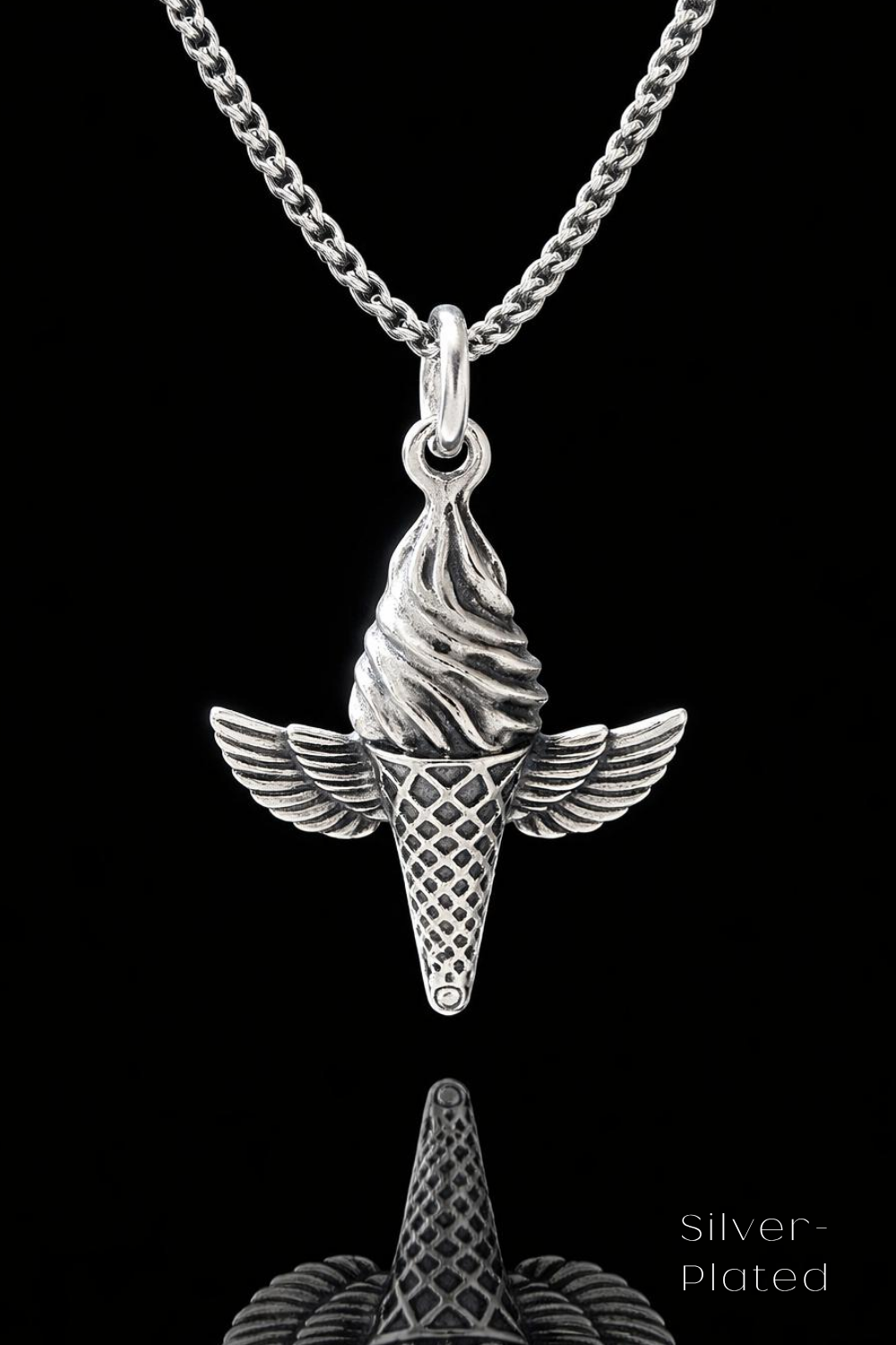 Winged Ice Cream Necklace – Bronze & Silver-Plated Finish | Limited Edition